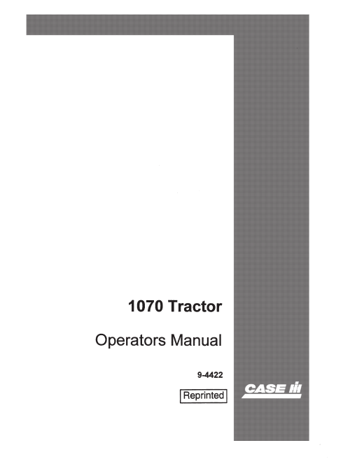 Case 1070 TRACTOR OPERATORS MANUAL PDF Digital Download # 9-4422